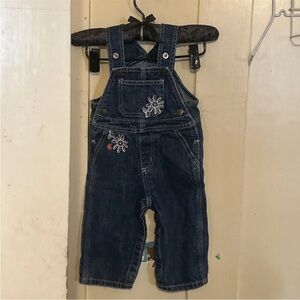 Carhartt Blue Overalls with Floral Embroidery